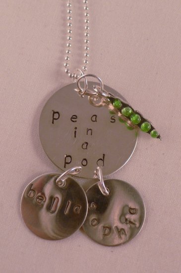 Peas In a Pod Custom Hand Stamped Personalized Sterling Silver Necklace N113