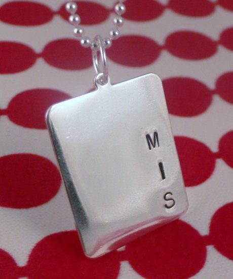 Men Custom Handstamped Personalized Sterling Silver Rectangle Pendant Necklace N112