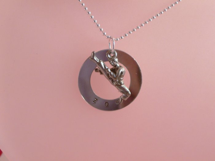 KARATE MARTIAL ARTS Custom Hand Stamped Personalized Sterling Silver Circle Pendant Necklace N104