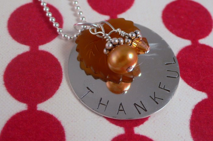 Thankful Thanksgiving Necklace Hand Stamped Sterling Silver N099