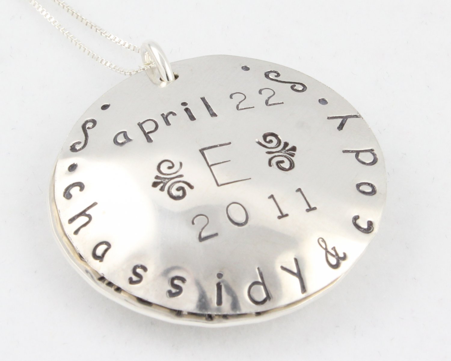 Something Blue Bride Locket Necklace Hand Stamped Sterling Silver N098