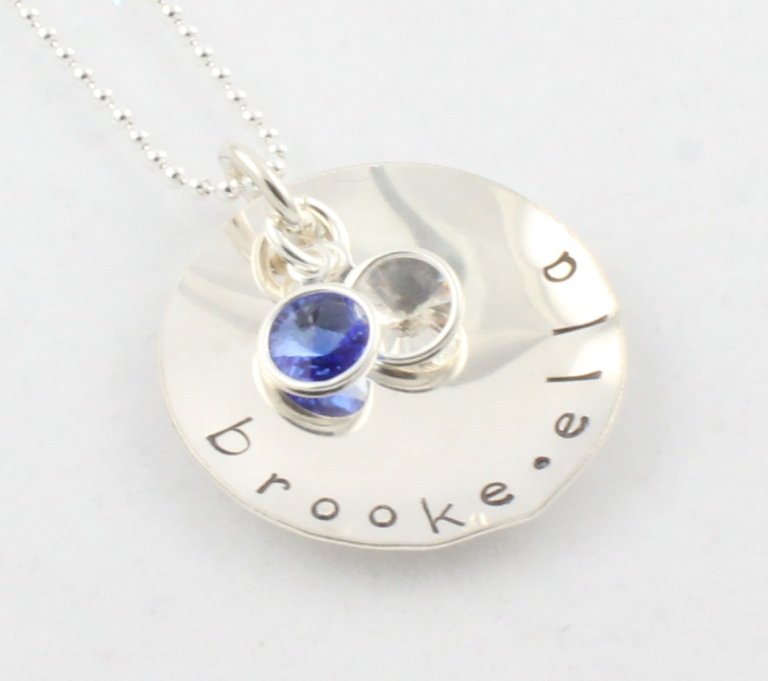 Custom Personalized Sterling Silver Birthstone Necklace N120