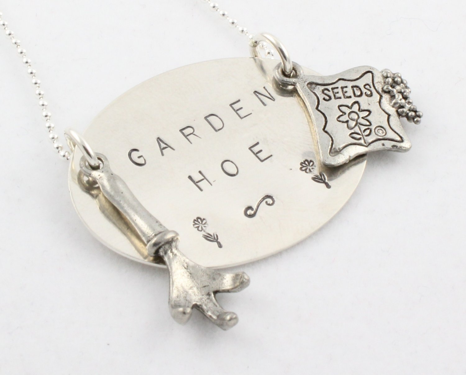 Garden Hoe Custom Personalized Sterling Silver Necklace N094