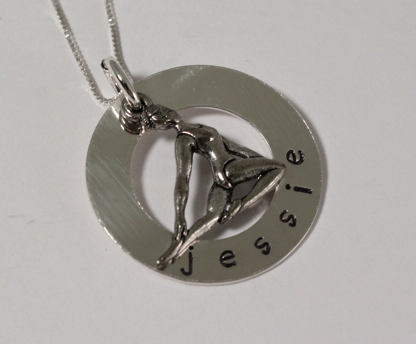 Gymnastics Gymnast Custom Personalized Sterling Silver Necklace N106
