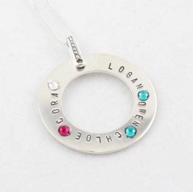 Birthstone Custom Personalized Necklace Sterling Silver N100