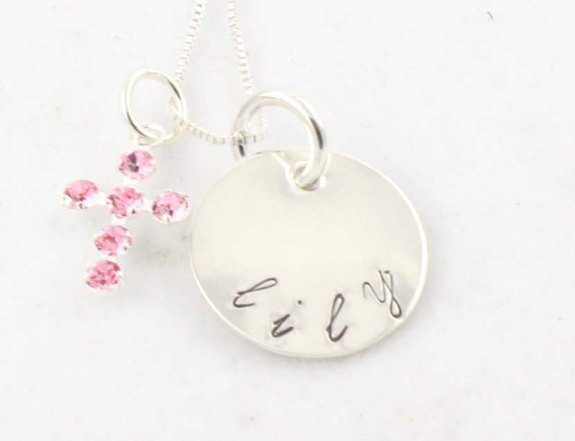 Cross Faith Christian Necklace Custom Personalized Silver