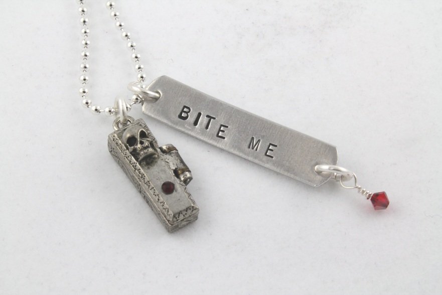 Halloween Coffin Silver Necklace N118