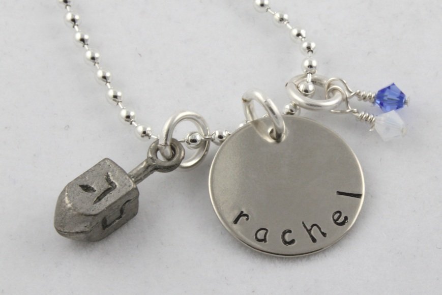 Dreidel Hanukkah Chanukah Personalized Necklace N093