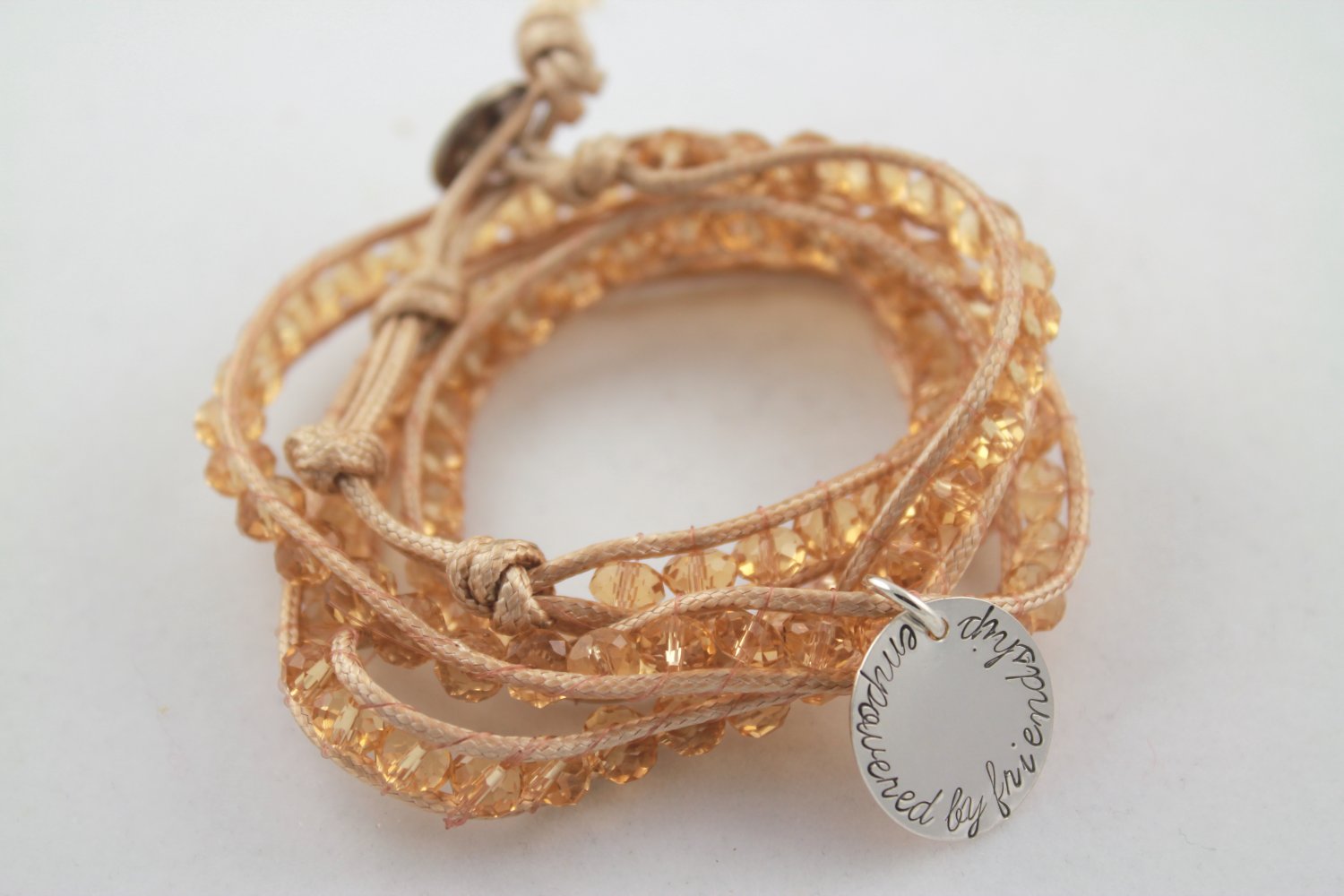 Gold Leather Wrap Bracelet Personalized Silver Custom Hand Stamped