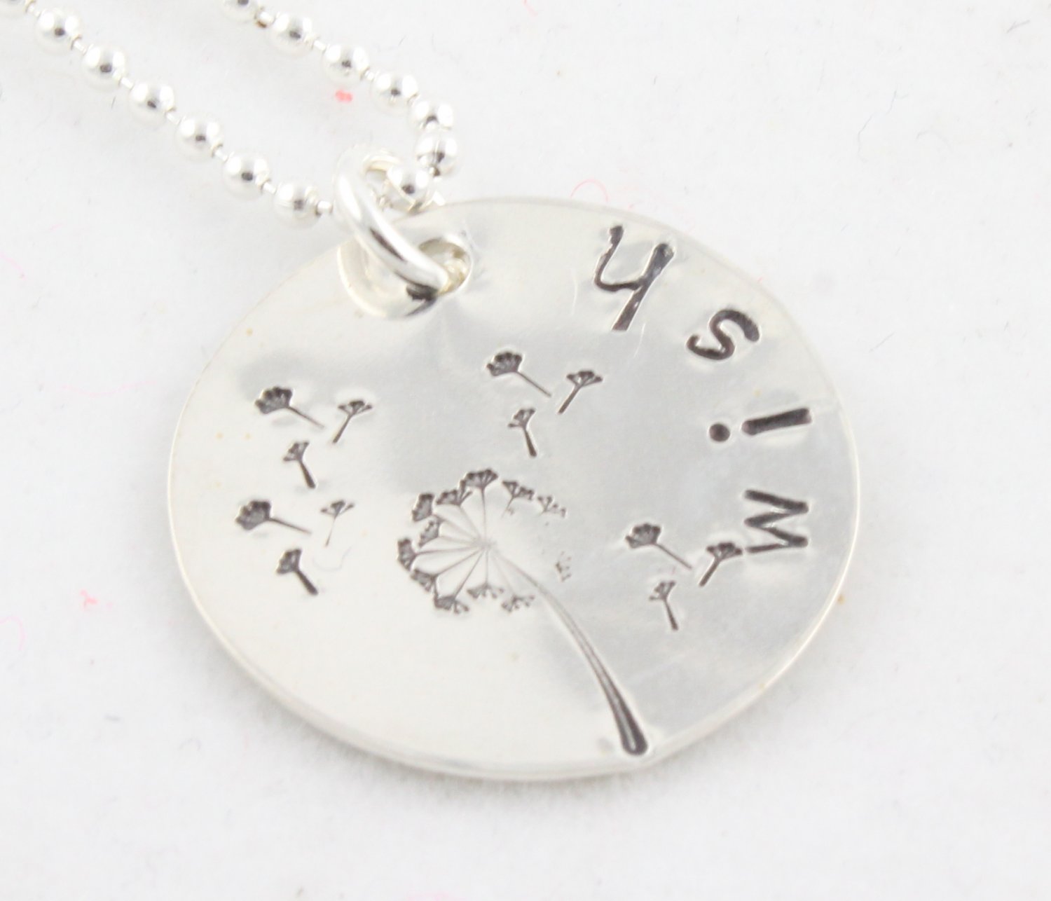 Wish Dandelion Hand Stamped Sterling Silver Necklace N089