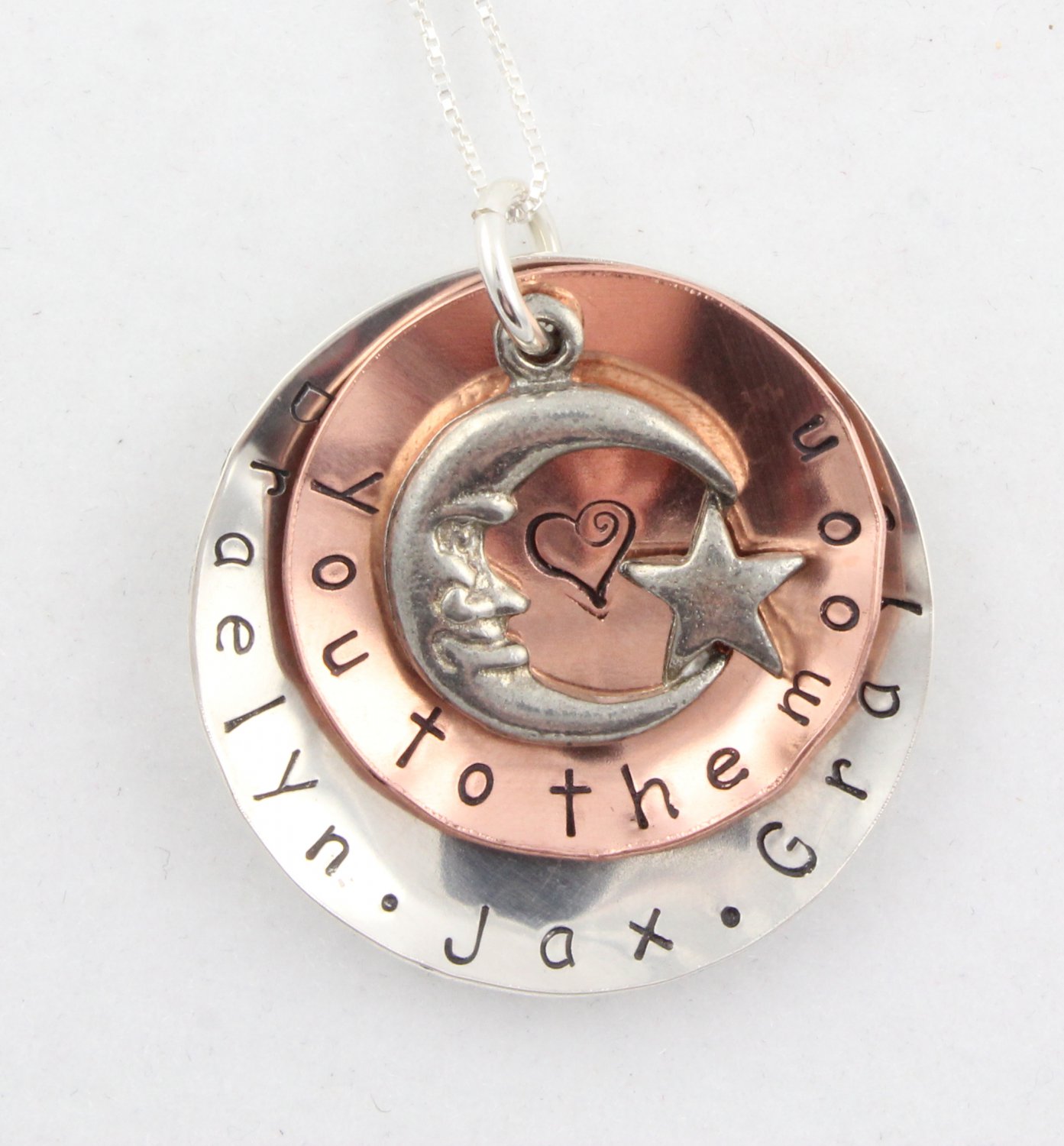 Love You To The Moon Custom Personalized Sterling Silver Necklace N117