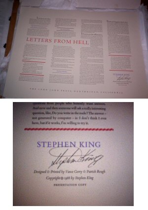 Stephen King ~ Letters From Hell ~ Presentation SIGNED