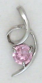 Pink Round Sterling Silver Swirl Pendant Necklace