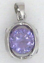Purple Cube Sterling Silver Pendant Necklace