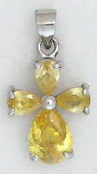 Yellow Cross Sterling Silver Pendant Necklace
