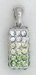 Green Rectangle Sterling Silver Pendant Necklace