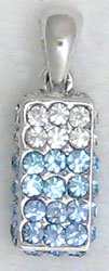 Blue Rectangle Sterling Silver Pendant Necklace