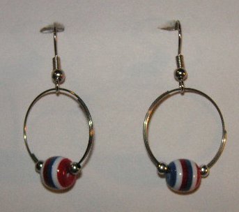 156(Inventory#) Hoop with muti color beads earrings