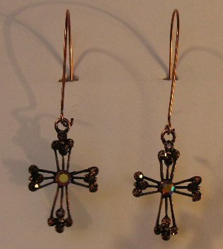 100(Inventory#) Copper cross earrings