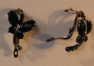 102(Inventory#) Black crytal butterfly earrings