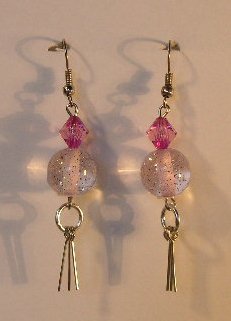 147(Inventory#) Pink stones earrings