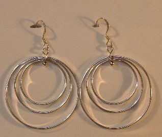 136(Inventory#) Triple hoops earrings 100% silver