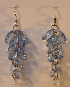 132(Inventory#) Blue cystal beads earrings