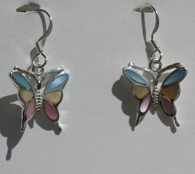 112(Inventory#) Custom design butterfly earrings 100% silver