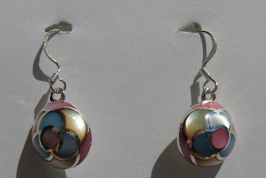 107 (Inventory#) Multiple color beads earrings 100% silver
