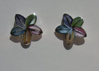 108(Inventory#) Unique multi color earrings 100% silver