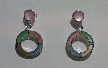 109(Inventory#) Custom design multi color earrings 100% silver