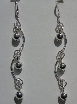 111(Inventory#) Custom design long earrings 100% silver