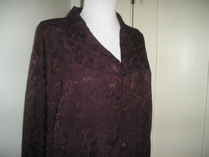 CP SHADES BLOUSE BUTTON DOWN BURGUNDY SAUSALITO SIZE MEDIUM M