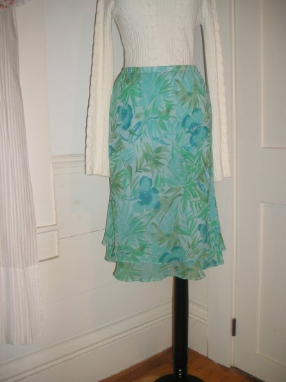 ADRIANNA PAPELL SILK SKIRT SIZE 10 M MEDIUM BLUE