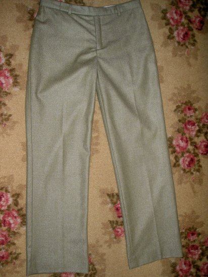 GAP WOOL PANTS SIZE 1 HERRINGBONE GREEN LOW WAIST