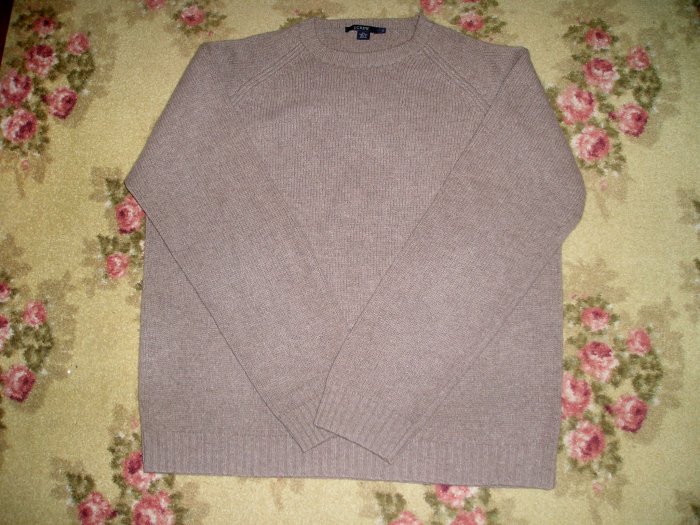 J. CREW SWEATER XL LAMBS WOOL TAN J CREW MENS