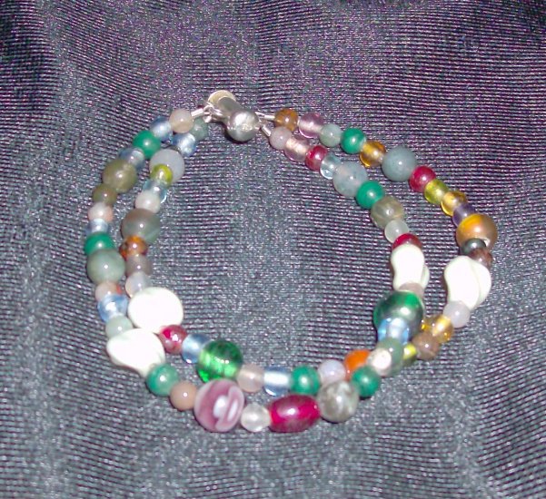 Two Strands of Assorted Glass Bead Bracelet
