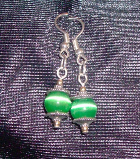 Emerald Tigers Eye Earrings