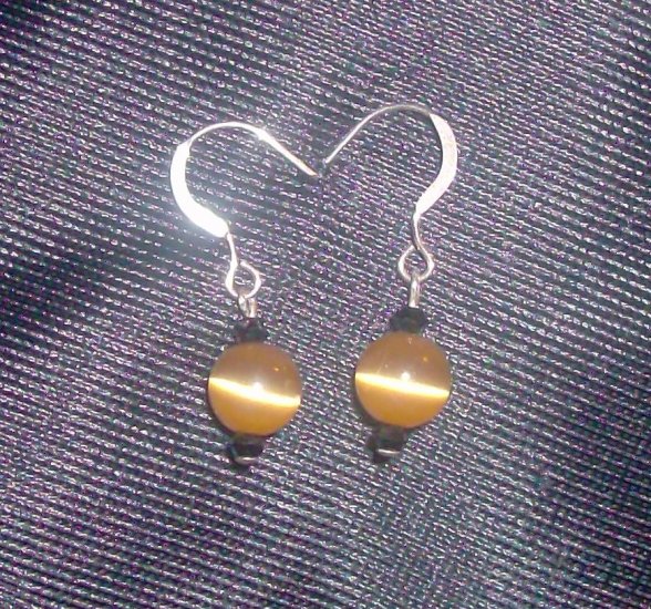 Glass Tigers Eye Sterling Silver Earrings