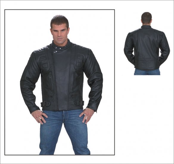 PWMJ802-01 MEN'S NAKED COWHIDE LEATHER JACKET RACER JACKET