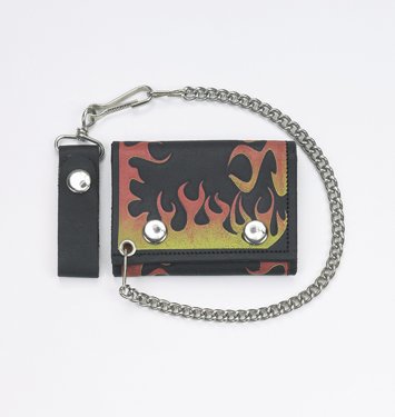 MCAARGAC-55 / FLAME BIKER TRIFOLD CHAIN WALLET