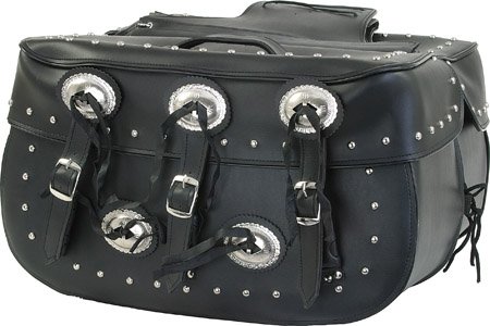 MCAARGSD4000-PVC BIG ZIP-OFF SADDLE BAG WITH CONCHOS