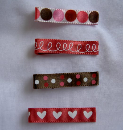Lot of 4 Pink and Brown Clippies
