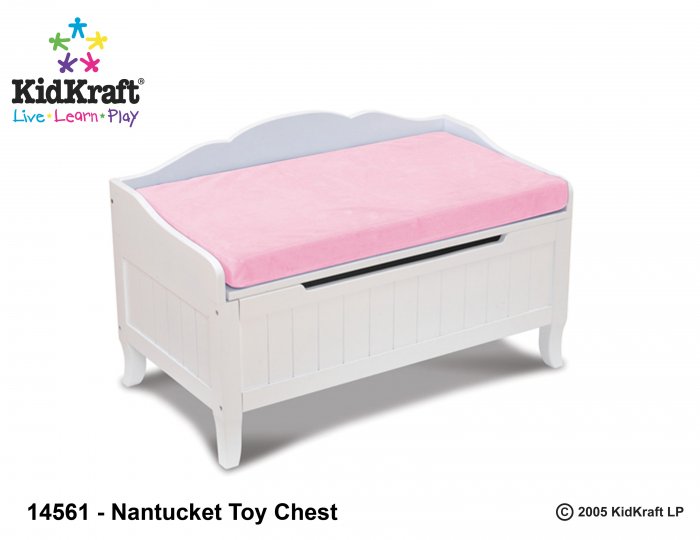 Nantucket Toy Box w/pink cushion Item # 14561