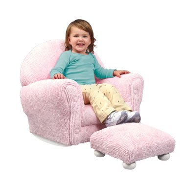 Upholstered Rocker w/Ottoman - Pink Chenille Item # 18620