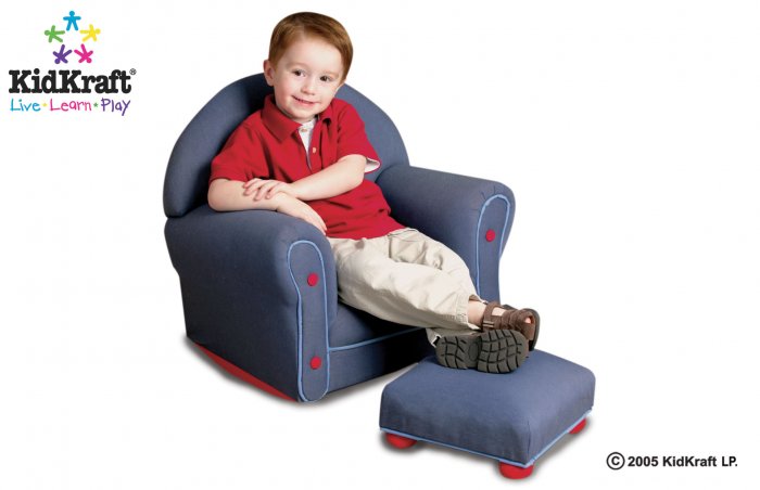 Upholstered Rocker w/Ottoman - Denim Item # 18621