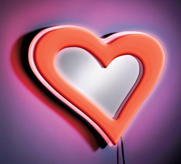 Neon Heart Wall Mirror - Red Item # WB-NWM HRT-R