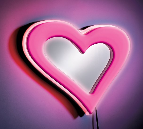 Neon Heart Wall Mirror - Pink Item # WB-NWM HRT-PK