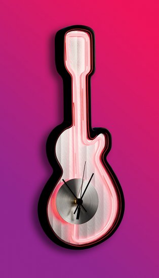 Neon Guitar Clock - Pink Item # LS-C-GUITAR-PK