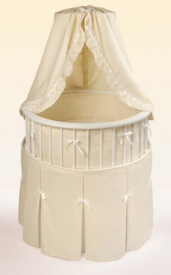 White Elegance⢠Round Baby Bassinet w/Ecru Waffle Bedding Item # 00830